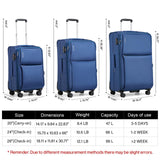 Hanke 3 Piece Luggage Sets Softside Expandable Carry On Luggage Set Travel Suitcase Sets with Spinner Wheels TSA Approved Luggage(Blue, 20in/24in/28in)