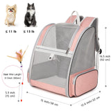 Cat Backpack Carrier, Large Pet Backpack with Kitten Wand Feather Toy for Medium Small Dog Cat Puppy Kitty Bunny up to 15lbs, Ventilated Mesh Dog Travel Carrier for Hiking Walking Outdoor Use (Pink)