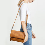 KALIDI Small Women's Shoulder Bags Vegan PU Leather Handbag Crossbody Shoulder Bag Anti-Theft Multiple Pockets with Adjustable Removable Shoulder Strap, Ginger, S