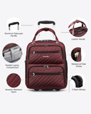 LUGGEX Underseat Carry On Luggage with Wheels, UDK Stylish Lightweight Under Seat Luggage, Soft Sided Personal Item Suitcase for Short Trip (UX-Core, Dark Scarlet, 16 Inch)