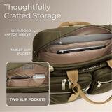 Briggs & Riley Multi-Pocket Cabin Bag - Carry On Luggage for Travel, Softside Bag for Men & Women, Fits in Overhead Bin, Two Slip Pockets, Fits up to 15" Laptop - Rhapsody Collection, Olive