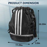 Champhox Soccer Bag, Youth Soccer Basketball Bag with Compartments Drawstring Backpack for Football Volleyball Gym Training Easter Gifts (Black)