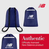 New Balance Drawstring Backpack, Small Gym Travel Bag with Front Zip Pocket, Sports Cinch Sack for Men and Women, Navy, 17.5 Inch