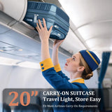 TRAVELEO 4 Piece Luggage Set PP Hardshell, Expandable Suitcase Set (20/24/28) with 14" Cosmetic Case, Lightweight Spinner Wheels with TSA Lock, Detachable Wheels for Nesting Storage (Peacock Blue)