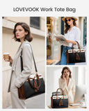 LOVEVOOK Laptop Bag for Women,15.6 Inch Work Tote Bag with Large Cup Holder,Leather Computer Bag Teacher Bag Handbag,Office Gifts for Women