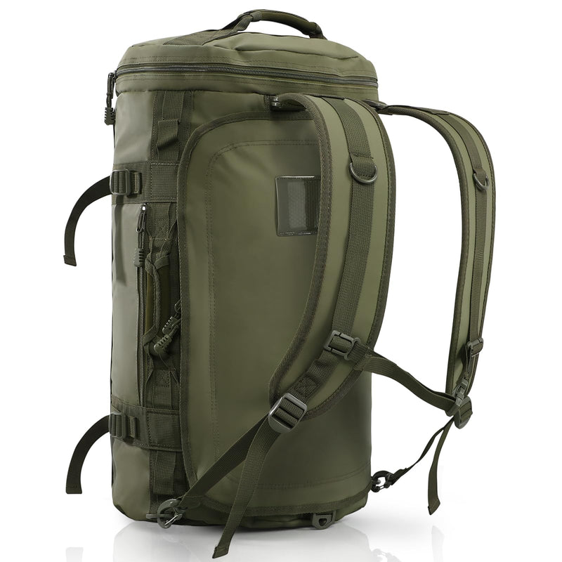 Haimont 45L Gym Duffle Backpack Bag Convertible Travel Duffle with Shoes Compartment for Men Women with Straps, Water-resistant, Army Green