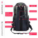 Bseash 50L Hiking Backpack, Water Resistant Lightweight Outdoor Sport Daypack Travel Bag for Camping Climbing Skiing Cycling (Army Green - With Shoe Compartment)