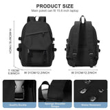 coowoz School Backpack for Men Women College Bookbag Waterproof Lightweight Black Backpack Mochilas Book Bag Rucksack Casual Daypack School Bag for Boys Girls