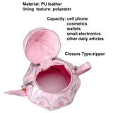 ZGRJSZDD Women PU Leather Floral Handbag Crossbody Shoulder Bag Pearl Chain Valentine Teapot Purse for Girls, 2527 Beige