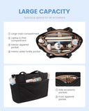 LOVEVOOK Tote Travel Bag for Women, Puffer Work Handbag with Zipper for Teacher Nurse, Quilted Laptop Shoulder Bag Cute for School Gym, Black