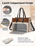 MATEIN Laptop Tote Bag with Insulated Lunch Compartment for Women, PU Leather 2 in 1 Work Briefcase with Clutch Fits 15.6 Inch Laptop, Convertible Professional Shoulder Bag for Office Business, 2 Sets