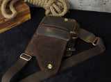 Le'aokuu Mens Fashion Casual Tea Designer Travel Hiking Crossbody Chest Sling Bag Rig One Shoulder Strap 214