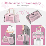 Airline Approved Cat Carrier 17.5×10.5×10.5 in, Escape-Proof Design with Locking Zippers & Safety Leash, Easy-Access 3-Way Entry, Washable Mat, Gift-Ready Holiday Choice for Cats up to 12 lb