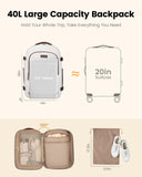 LOVEVOOK 40L Travel Backpack for Women, Airline Approved Carry On Luggage, TSA Personal Item Bag fits 15.6 Inch Laptop, Waterproof Weekender Overnight Suitcase for Work