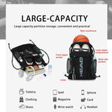HEAD Waterproof Gym Sackpack for Sport with 2 Zipper Pockets, Large Drawstring Backpacks for Men with Side Pockets for Water Bottle