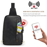 S-ZONE Sling Bag for Men Women RFID Blocking Genuine Leather Crossbody Shoulder Bag Backpack Hiking Daypack Travel