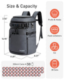TOURIT 38 Cans Backpack Cooler: Leak Proof Waterproof 2 Insulated Compartments Soft Cooler Bag Beach Travel Camping Picnic Black