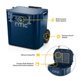 RTIC 45 QT Wheeled Ultra-Tough Cooler Hard Insulated Portable Ice Chest Box for Beach, Drink, Beverage, Camping, Picnic, Fishing, Boat, Barbecue, Rotomolded Construction, Navy