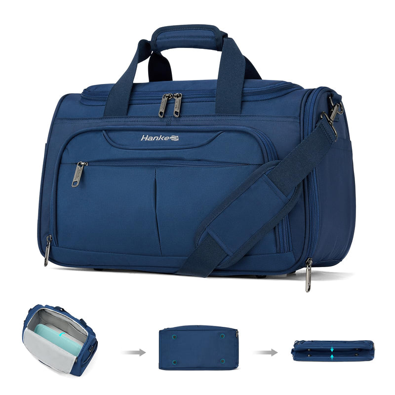 Hanke Underseat Carry On luggage Bags for Travel, Foldable Travel Bags for Women, Soft Lightweight Personal Item Travel Bag Small Carry On Bags for Airplanes, Travel Tote Bags for Women Men.（Blue）