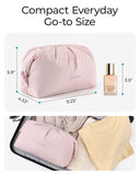 BAGSMART Makeup Bag Travel Toiletry Bag, Cute Make Up Bag, Large Capacity Cosmetic Bags for Women, Wide-open Makeup Pouch Travel Essentials Toiletries Accessories Brushes (Pink)