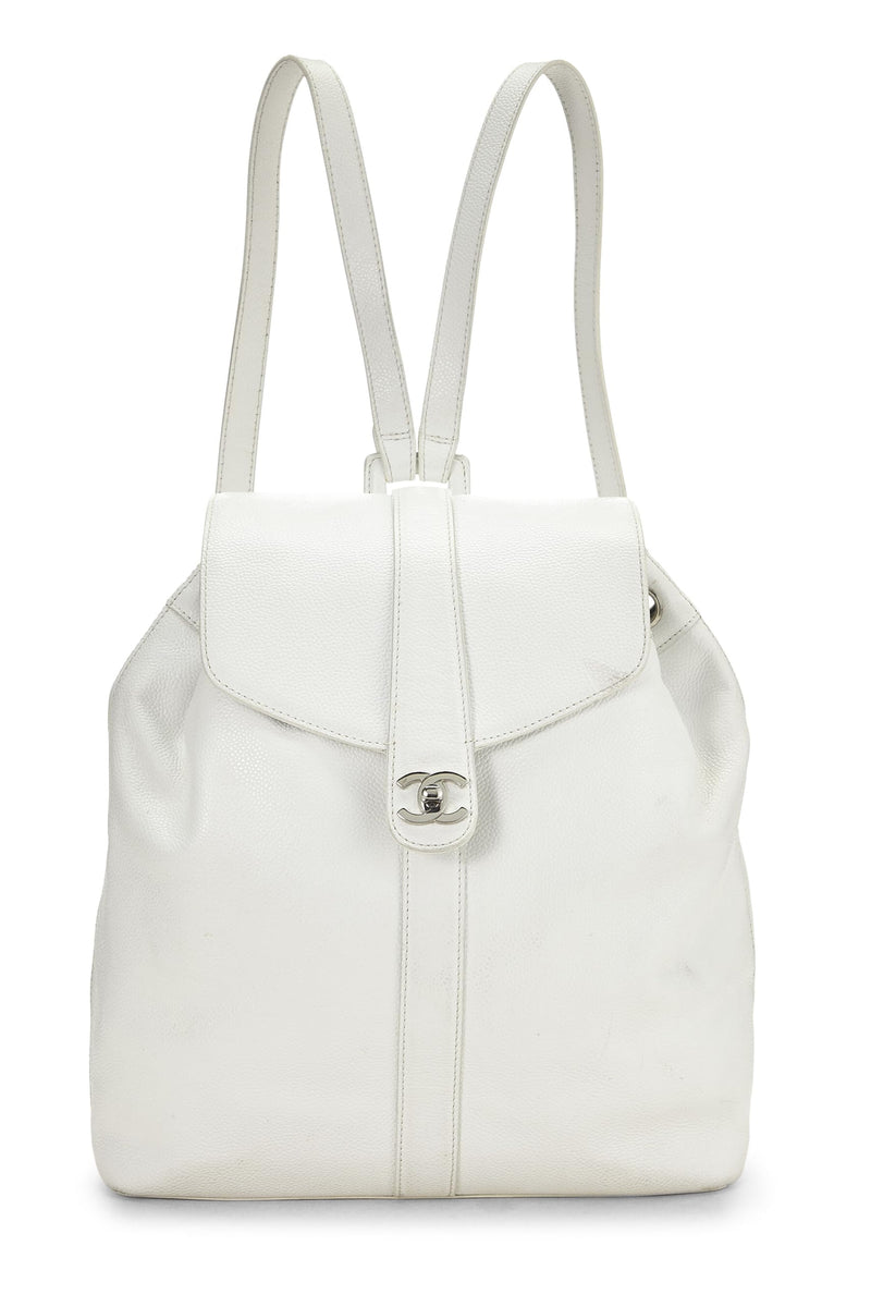 Chanel, Pre-Loved Caviar Backpack Large, White
