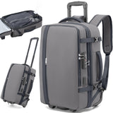 Fanwoli Vacuum Rolling Travel Backpack, Carry On Luggage with TSA Lock & Anti Theft Zipper, 70L Expandable Airback with Compression Pump, Waterproof Laptop Bag Ideal for Flight & Business,Grey