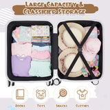 Redbaker 17 Inch 6 Pcs Kids Luggage Set Kids Rolling Luggage Double Pattern Suitcase for Boys Girls (Grey, Daisy Style)