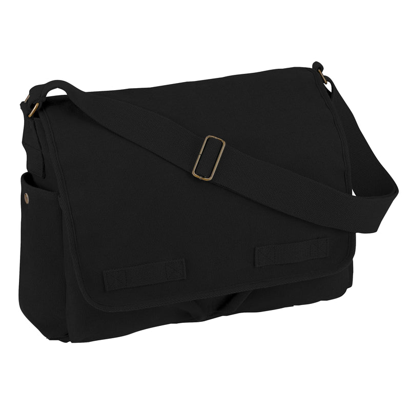 Rothco Classic Canvas Messenger Bag - Heavyweight Canvas Crossbody Shoulder Pack, Black