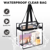 BAGAIL Clear Bags Stadium Approved Clear Tote Bag with Zipper Closure Crossbody Shoulder Bag with Adjustable Strap(12 Inch X 12 Inch X 6 Inch,Black)