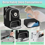 YOREPEK Large Soccer Backpack, Soccer Bag for Boys with Ball & Detachable Shoe Compartment, Wet Dry Pocket, Detachable Name Card, Equipment Bag Fits 15.6 Inch Laptop