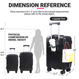 YANQIAO Carry-on Luggage with Cup Holder & USB Charging Port, Hard Side Luggage with Spinner Wheels, Lightweight Luggage for Travel, Business (Black, Carry-On 20-Inch)