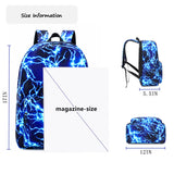 mezhsa Boy School Backpack Elementary Middle Lightning Bookbag Laptop Teenager Waterproof Lightweight 17 Inches (1-Blue)
