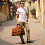 Leathario Leather Luggage travel duffle bag weekend overnight bag rolling suitcase