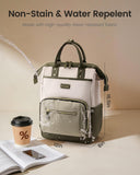 LOVEVOOK Laptop Backpack for Women with Giant Tumbler Holder,15.6 inch Professional Nurse Teacher Backpack Computer Laptop Bag,Cute Travel Backpack Purse Work College Bag,Beige-Bean green-Army green