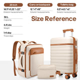 UKEIN Luggage Sets 3 Piece, Carry On Luggage 20In With Spinner Wheels,PC Hardside Suitcase Set with TSA Lock,Durable Carry On Suitcase With Travel Backpack for Men (Beige, 3 piece set (20inch))
