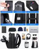 Fenree.geer Expandable Travel Laptop Backpack, 15.6 Inch Computer Backpack with USB Charging Port, Water Resistant Black Mens Laptop Bag