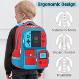 TILYTADLY Kids Backpack for Boys - 3pcs Gamer Boys Backpack with Lunch Box Set for Elementary Middle School - Students Bag for Ages 6-18,17″ Video Game Bookbag Travel Back Pack