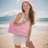 Lushandy PVC Tote Bag for Women, Large Plastic Tote Purse Work Kraft Paper Letter Print Shoulder Bag Carry All Hobo Handbag