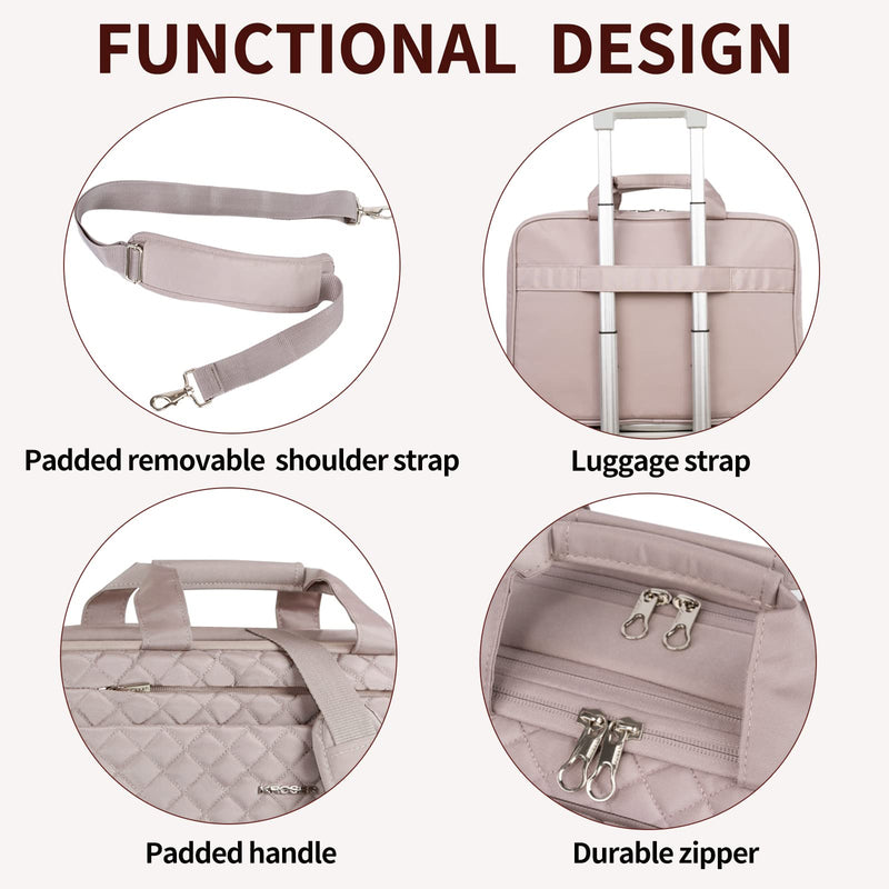 KROSER 17 Inch Laptop Briefcase Bag - Expandable Computer Case With Anti Theft, Waterproof Messenger Shoulder Bag for Business, Office, Travel - Pink