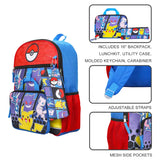 Pokemon Backpack Set - Bundle with 16" Backpack, Utility Bag, Water Bottle, Pencil Case, More | Pokemon School Bag for Kids