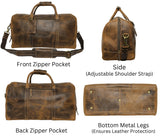 Leather Travel Duffel Bag - Airplane Underseat Carry On Bags By Rustic Town (Medium, Brown)