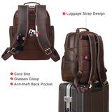 TIDING Full Grain Leather Backpack for Men 15.6 Inch Laptop Bag Large Capacity Business Travel Hiking Shoulder Daypacks