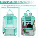 VASCHY Clear backpack for Women, Heavy Duty Transparent See Through Stadium Approved Square Backpack for Teen Girls Bookbag Schoolbag Flamingo