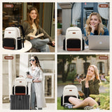 LOVEVOOK Laptop Backpack for Women with Pouch Pocket for Large Capacity Cup,15.6 Inch Laptop Computer Bag Travel Backpack Purse,Waterproof Work Business Backpack College Teacher Bags,Beige-Black-Brown