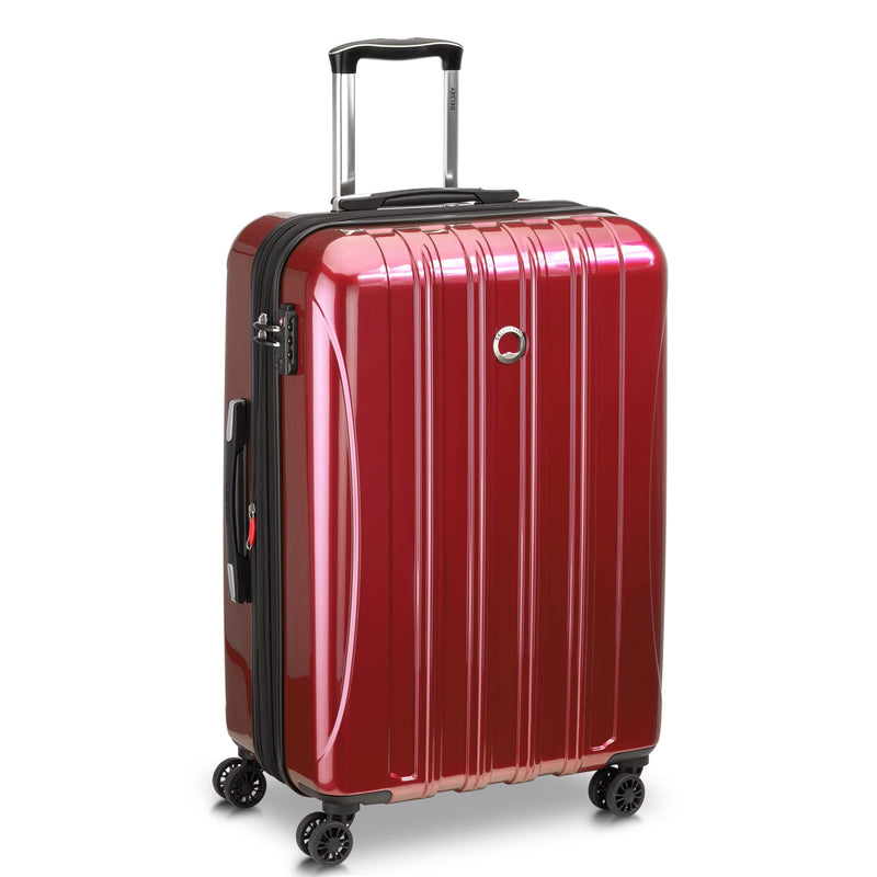 DELSEY PARIS Helium Aero Hardside Expandable Luggage with Spinner Wheels, Brick Red, Checked-Medium 24 Inch