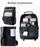 MOYYI Leather Backpack fits 15.6 Inch Laptop Vintage Backpack Waterproof Flap Bookbag for Men Leather Travel Backpack for Men Casual Knapsack Black