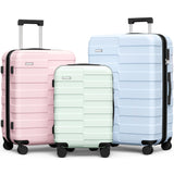 Vipbox Luggage Sets 3 Piece (3-YEARS VIP SERVICE) Hardside Expandable Ultra Durable 100% PC Lightweight Carry On Family Travel Suitcase Set with TSA Lock Spinner Wheels, 3in1 Macaron Colors Set (BPG)