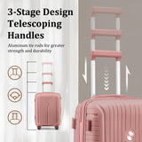 Joyway Luggage Sets 5 Piece PP Hardshell Carry on Suitcase, Travel Lightweight Carry-on with Double Spinner Wheels and TSA Lock, Rose Gold