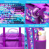 AGSDON Kids Suitcase for Girls, Cute Mermaid Rolling Luggage Wheels for Children Toddler