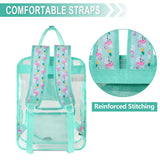 VASCHY Clear backpack for Women, Heavy Duty Transparent See Through Stadium Approved Square Backpack for Teen Girls Bookbag Schoolbag Flamingo